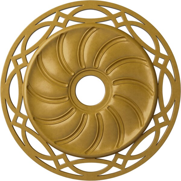 Ekena Millwork Loera Ceiling Medallion (Canopies up to 6 1/4"), 26 5/8"OD x 4 1/2"ID x 1 3/8"P, Iridescent Gold CM26LOIGS - main